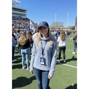 Vineyard Vines Funnel Neck Sweatshirt Small Blue White Heather Thumbholes